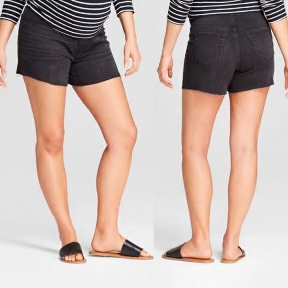 Ingrid & Isabel Raw Hem Midi Maternity Jean Shorts